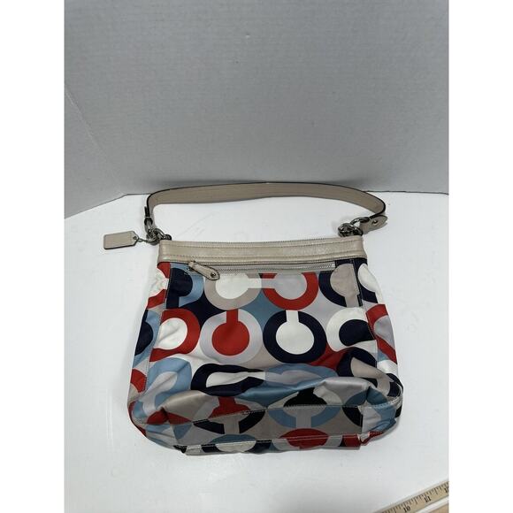 Coach Ashley Op Art Satin Multi Print Handbag Purse C1376-F23930 Shoulder Bag - Picture 8 of 16